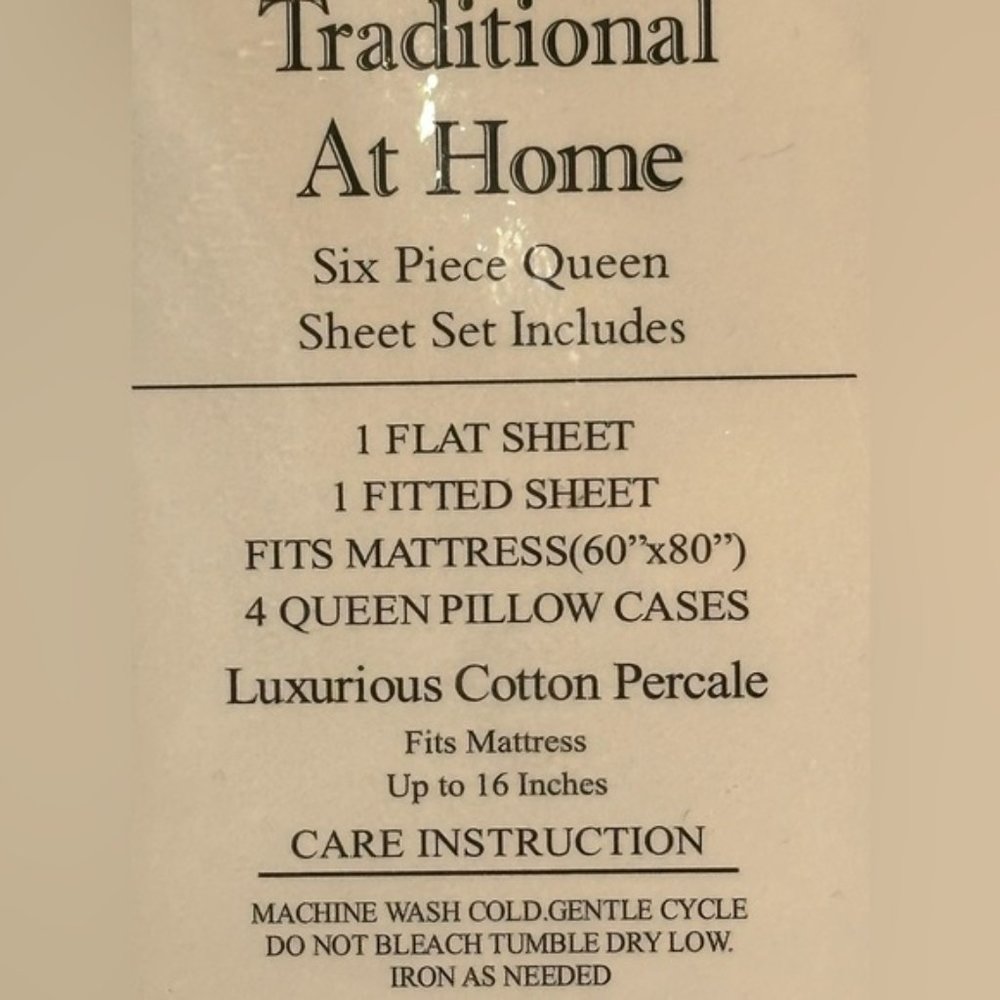 Traditionall at Home 6pc Queen Sheet Set Blue Abstract Squares - Picture 7 of 7